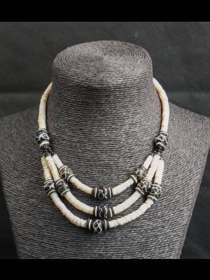 Necklace with Venetian trade beads and  shell heishi tbeads