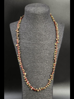 Necklace with glass trade beads and small brass beads