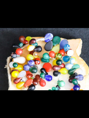 Strand of 133 Bohemian glass trade beads (Bohemian wedding beads)