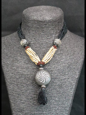 Necklace with terra cotta beads