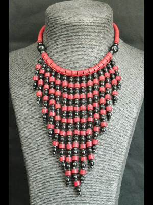 Necklace with bakelite heishi trade beads (koffi beads) and glass beads