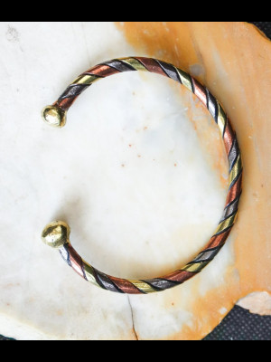 Bracelet in brass, copper and silvered metal