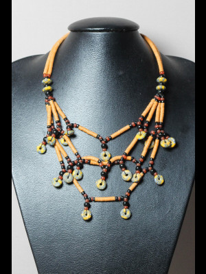 Necklace with bakelite heishi trade beads (koffi beads) and glass beads