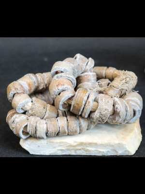 Strand of fossilized crinoid beads (Mali)