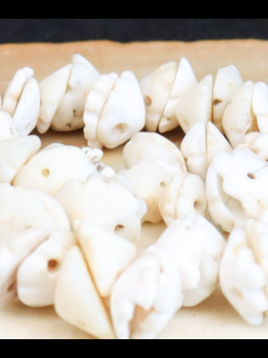 Strand of 70 antique worked shell beads