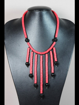 Necklace with with African bakelite heishi disk beads and glass beads