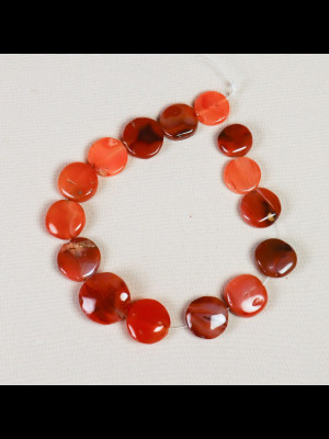 15 carnelian coin beads