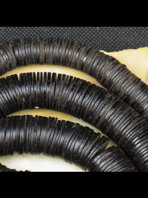 African coconut shell heishi disk beads 13-17mm