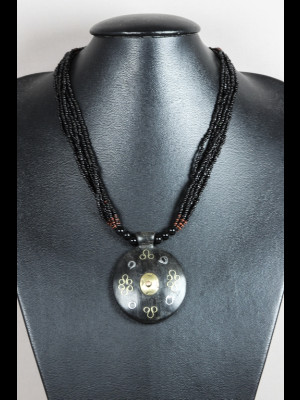 Necklace with wood medallion