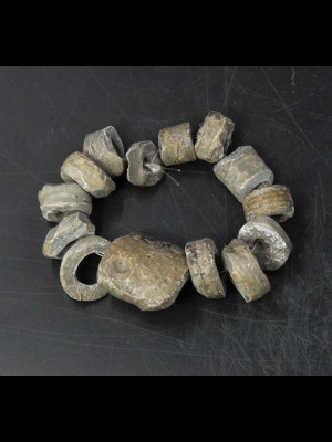 14 excavation beads from Mali (crinoid fossils)