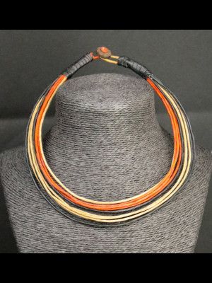 Necklace 10 leather threads