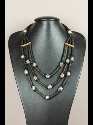 Necklace with bakelite heishi trade beads (koffi beads) and glass beads