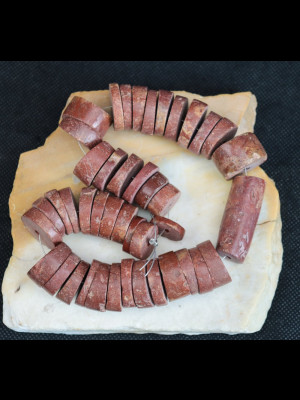 43 old African bauxite beads