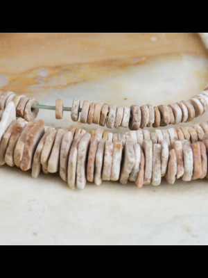 Old African ostrich egg shell heishi trade beads 