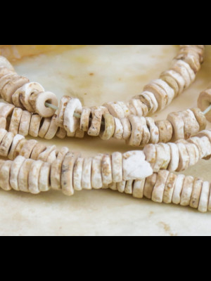 Old African ostrich egg shell heishi trade beads 