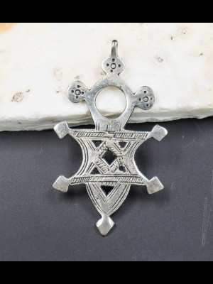 Tuareg cross pendant in silvered metal