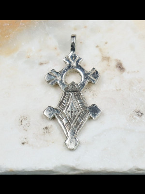 Tuareg cross pendant in silvered metal