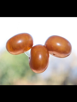 3 African amber beads (phenolic resin)
