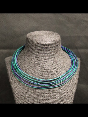Necklace with 10 leather threads