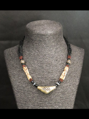 Necklace with  brass beads and terra cotta beads