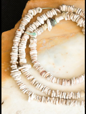 Old African ostrich egg shell heishi trade beads 