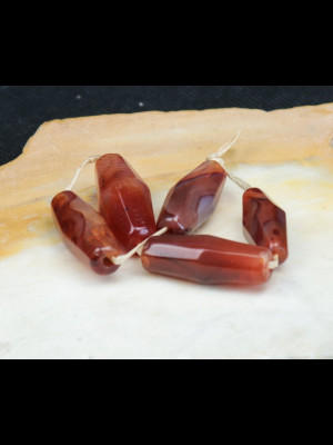 5 faceted carnelian beads