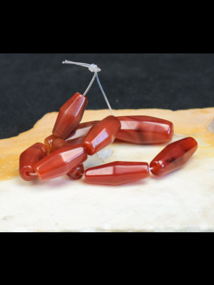 9 old faceted carnelian beads