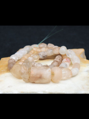 Strand of 66 ancient crystal rock beads